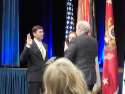 Alex is sworn in by Secretary of the Army Mark Esper