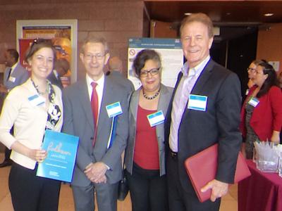 Doctoral Candidate Kelly Rickard and Profs. Joe Cascio and Jonathan Deason meet with Rodham Institute founder Dr. Jehan El-Bayou