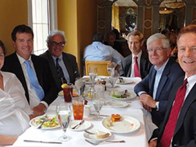 SEAS Dean David Dolling and EEMI staff dine with DSM President Hugh Welsh.